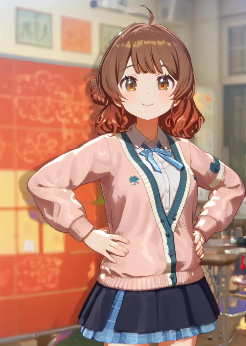 Anime girl with big eyes and off-shoulder top, AI generated using stable diffusion.