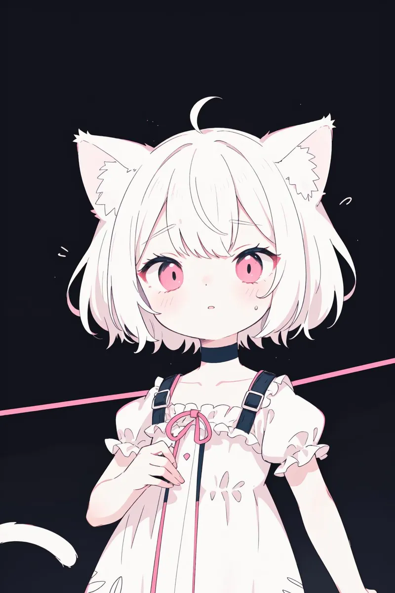 Stable Diffusionを使用して作成されたエジプト風の衣装を着た眼鏡のアニメ猫娘のAI生成画像。