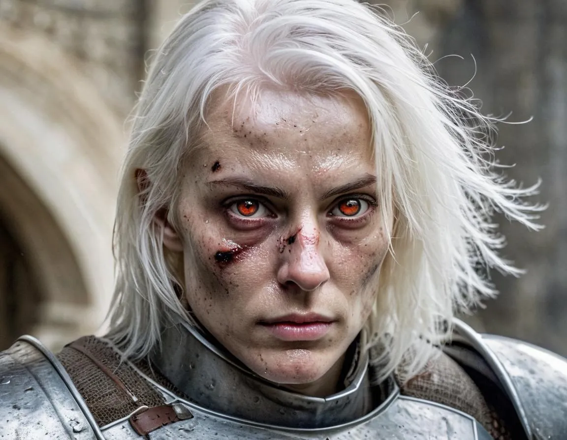 Fantasy-style AI generated image of a female warrior in a hooded cloak with armor and a sword, created using Stable Diffusion.