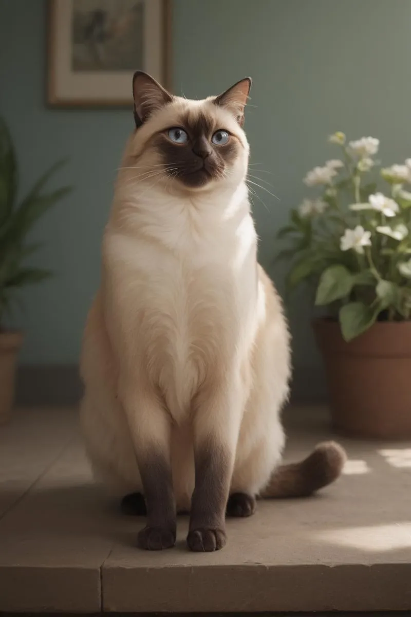 Stable Diffusionを使用して生成された青い目のシャム猫のAI画像